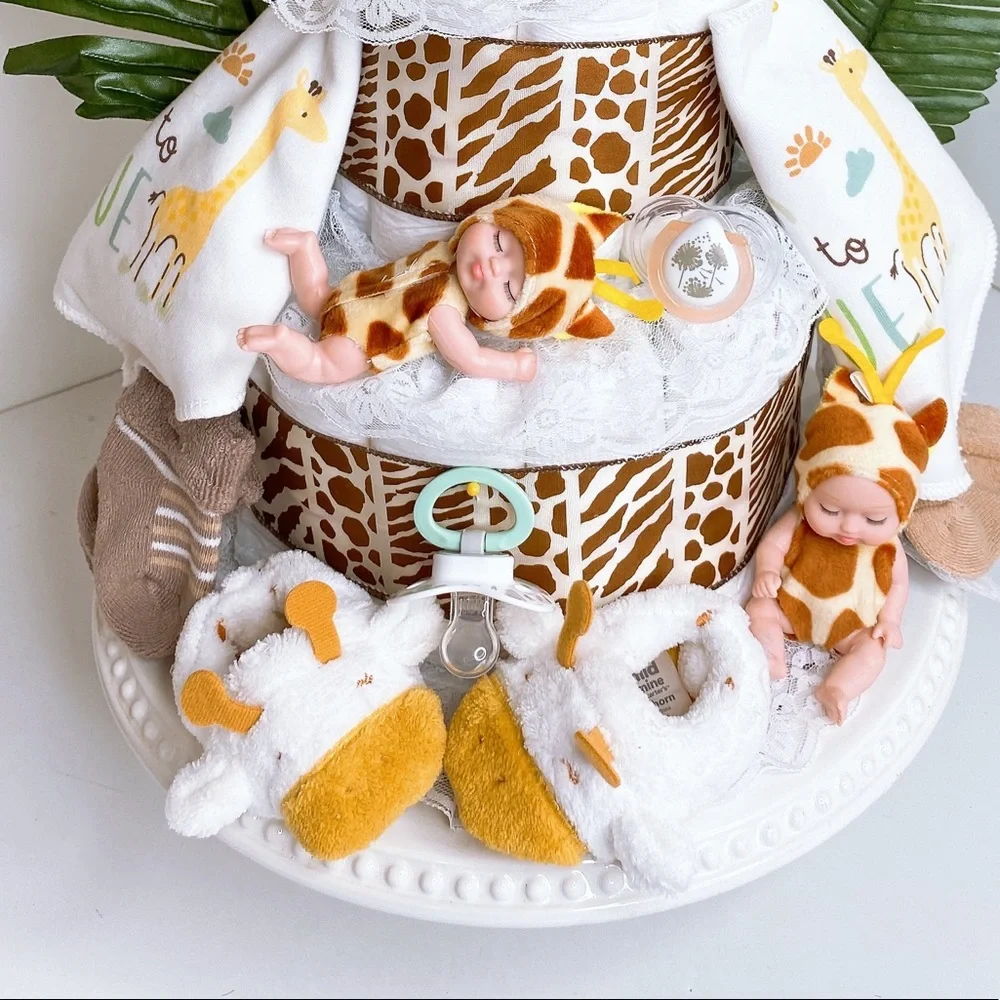 Twins Safari Giraffe Diaper Cake